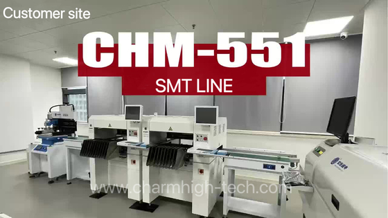 3250 स्टेनिल प्रिंटर CHM-551 SMT पिक एंड प्लेस मशीन 830 रिफ्लो ओवन के साथ लघु और मध्यम एसएमटी लाइन
