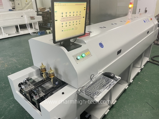 PC6635 रेल + पीसी कंट्रोल लीड मुक्त रिफ्लो ओवन 2200*350 मिमी 6 temp Zones Soldering Machine