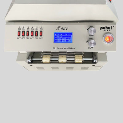 कन्वेयर के साथ T961 डेस्कटॉप रीफ़्लो ओवन 730 * 230 मिमी 6 टेम्प ज़ोन 3.5KW सोल्डरिंग मशीन