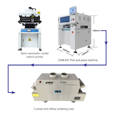 CHM-551 SMD उत्पादन लाइन SMT असेंबली लाइन उच्च परिशुद्धता 4 सिर पीसीबी बनाने रोबोट