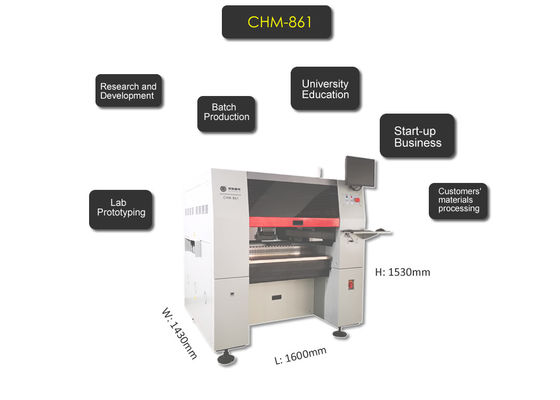 CHM-861 SMD चिप माउटर Pnp मशीन 8 हेड 100 फीडर PCB असेंबली लाइन